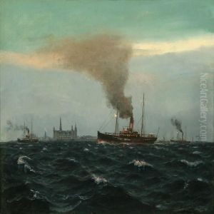 Marine Withships Near Elsinore by Christian Benjamin Olsen