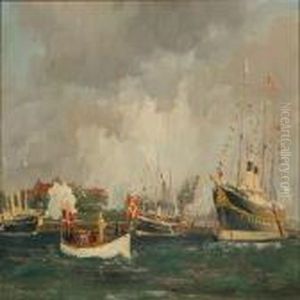 Scene Fromcopenhagen Harbour by Christian Benjamin Olsen