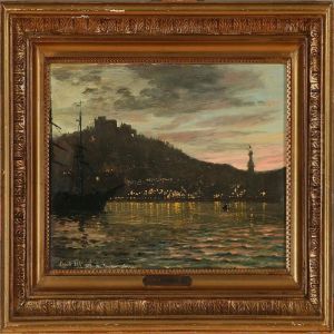 Harbor Scenefrom Naples With Castel San Elma by Christian Benjamin Olsen