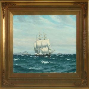 Seascapewith Sailing Ships And Ferry Off Sprogo Seascapewith Sailing Ships And Ferry Off Sprogo