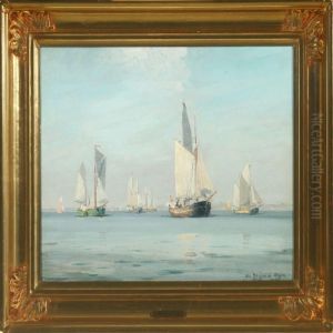 Seascapewith Sailing Ships by Christian Benjamin Olsen