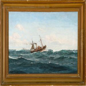 Marine With Boats On Open Sea by Christian Benjamin Olsen