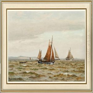 Marine Withfishing Boats On The Isefiord by Christian Benjamin Olsen