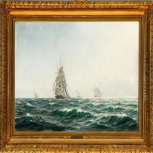 A Danish Marine With Lively Traffic On The Sound