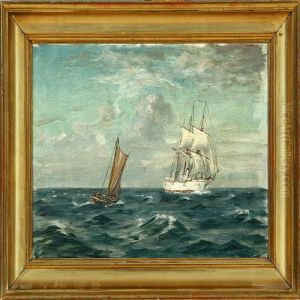 Marine With Ships On Open Sea by Christian Benjamin Olsen