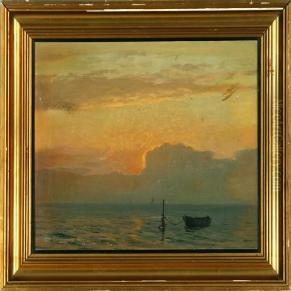 A Danish Marine With A Rowing Boat In The Sunset - view 1