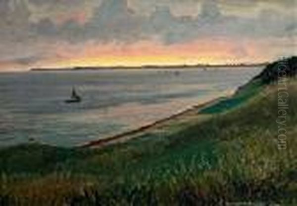 Seascape. Signed C. Benjamin 
Olsen 1910. Indistinct Location Kr..? Oil On Canvas. 29 X 40 Cm - view 1