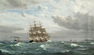The Old "georg Stage" With Kronborg Castle In The Background by Christian Benjamin Olsen