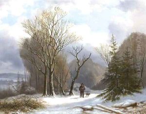 Taking the dog for a walk on a winter's day Taking the dog for a walk on a winter's day