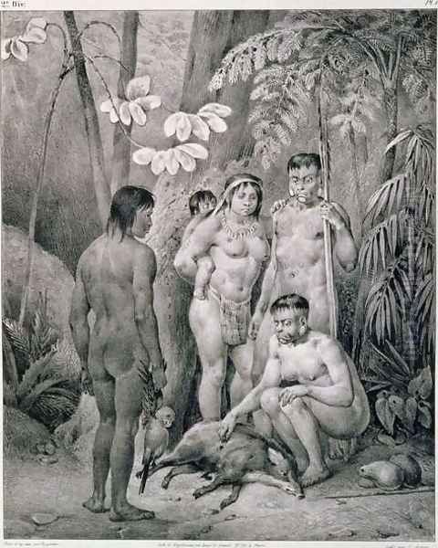 A Botocudos Indian family, engraved by Victor Adam 1801-66 c.1835 - view 1
