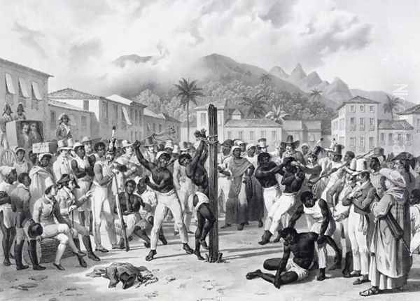 Public Punishments in the Place Ste. Anne, engraved by Deroi, pub. by Engelmann, c.1835 - view 1
