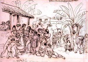 Indians visiting an estate, Brazil, c.1825 by Johann Moritz Rugendas