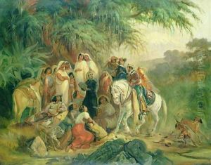 Folk scene in Pico de Orizaba, Mexico by Johann Moritz Rugendas