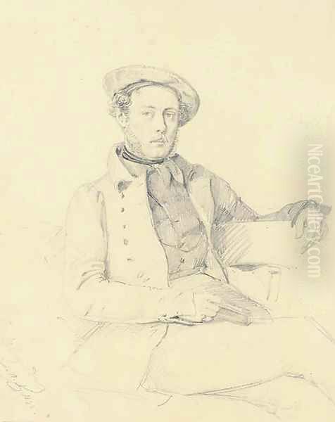 Portrait of a seated man, three-quarter-length, wearing a beret - view 1