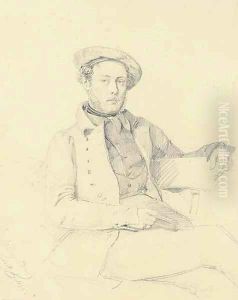 Portrait of a seated man, three-quarter-length, wearing a beret