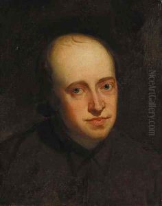 Portrait of John Flaxman, R.A. (1755-1826), bust-length, in a brown shirt by George Romney
