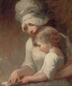 Portrait of a lady and child, traditionally identified as Mrs. Cumberland and her son, Charles by George Romney