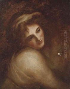Portrait of Emma, Lady Hamilton (1765-1815), bust-length by George Romney