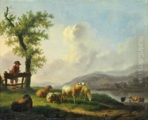 Flusslandschaft Mit Hirteund Schafen by Balthasar Paul Ommeganck
