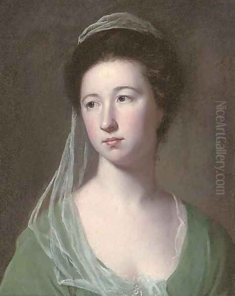 Portrait of a lady traditionally identified as Lady Cicilia Halliwell, bust-length, in a green dress and pale green veil - view 1