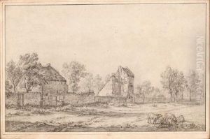 Dorfstrasse Mit Schafen by Balthasar Paul Ommeganck