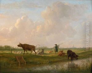 Paysage Pastoral Au Soleil Couchant