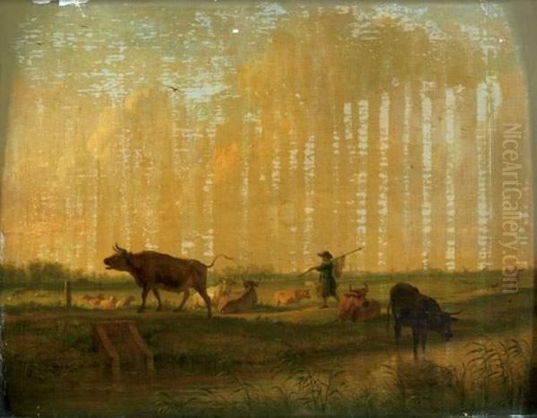 Paysage Pastoral Au Soleil Couchant - view 1