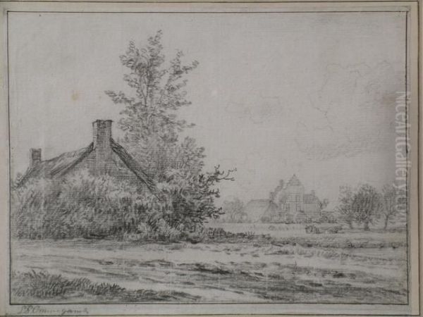 La Campagne Flamande - Dessin A La Mine De Plomb - Sbg - 15.5 X 21 Cm - view 1