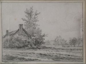 La Campagne Flamande - Dessin A La Mine De Plomb - Sbg - 15.5 X 21 Cm by Balthasar Paul Ommeganck