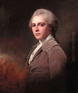 Portrait of George Cowper (1754-1787), half-length, in a mauve coat by George Romney
