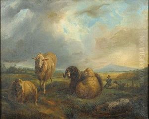 Herder En Schapen In Een Landschap. by Balthasar Paul Ommeganck