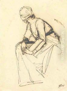 Study of a seated woman, observed from her left side by George Romney