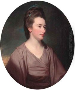 Portrait of Elizabeth, Viscountess Melbourne (1749-1818), half-length, in a mauve dress by George Romney