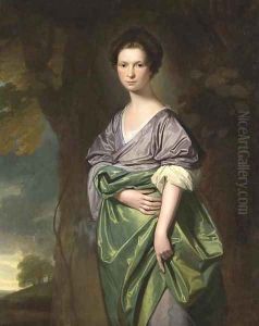 Portrait Of Mrs. James Fletcher, Three-Quarter-Length, In A Lilac Dress With A Green Wrap, In A Wooded Landscape Portrait Of Mrs. James Fletcher, Three-Quarter-Length, In A Lilac Dress With A Green Wrap, In A Wooded Landscape