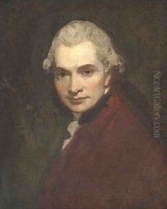 Self-portrait, bust-length, in a red coat