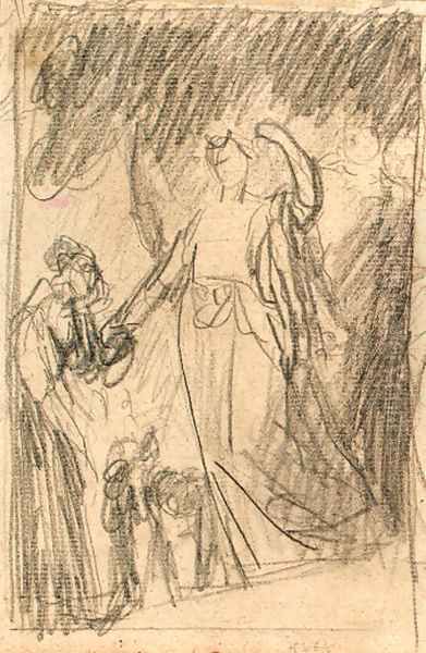 Study of a figure kneeling before and angel - view 1