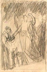 Study of a figure kneeling before and angel by George Romney