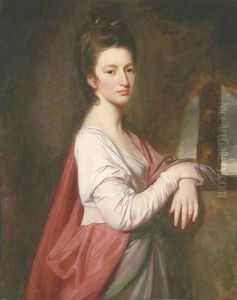 Portrait of a lady, traditionally identified as Mrs. Nelthorpe, three-quarter-length, in a white dress and pink shawl Portrait of a lady, traditionally identified as Mrs. Nelthorpe, three-quarter-length, in a white dress and pink shawl