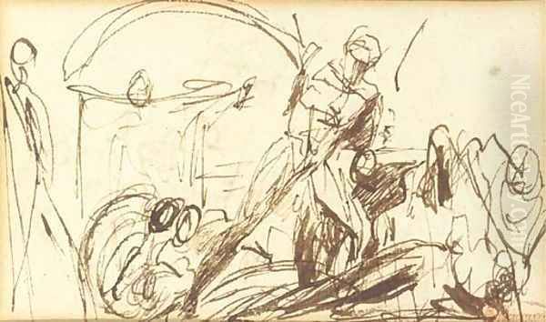 Studies of warriors in combat - view 1