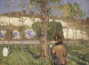 Madame Sisley on the Banks of the Loing at Moret, c.1887 by John Peter Russell