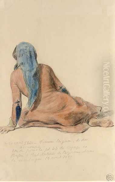 A gipsy woman, seated, seen from behind - view 1