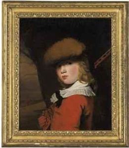 Portrait Of A Boy, Bust-length, 
In A Red Coat With A White Collarand A Fur Hat, Holding A Gun, In A 
Landscape - Unfinished