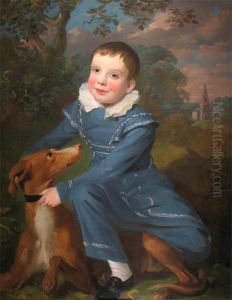 Portrait Of A Boy With His Dog In A Landscape Portrait Of A Boy With His Dog In A Landscape