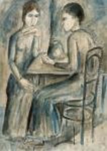 Due Donne Sedute Al Tavolo, (1913/'15) by Ubaldo Oppi