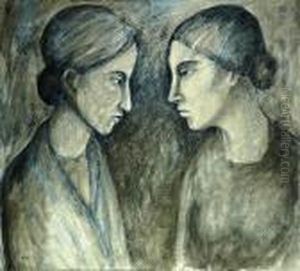 Due Donne (incontro) by Ubaldo Oppi