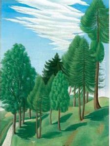 Scorcio Di Paesaggio Con Alberi by Ubaldo Oppi