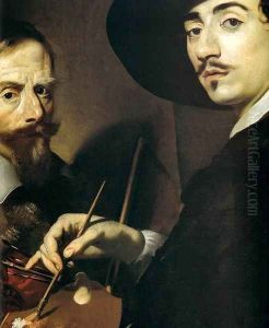 Self-Portrait with a Portrait on an Easel (detail)