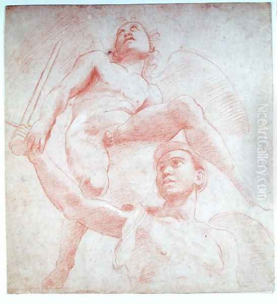 Angel and a figure representing the planet Mars - view 1