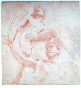 Angel and a figure representing the planet Mars by Raphael