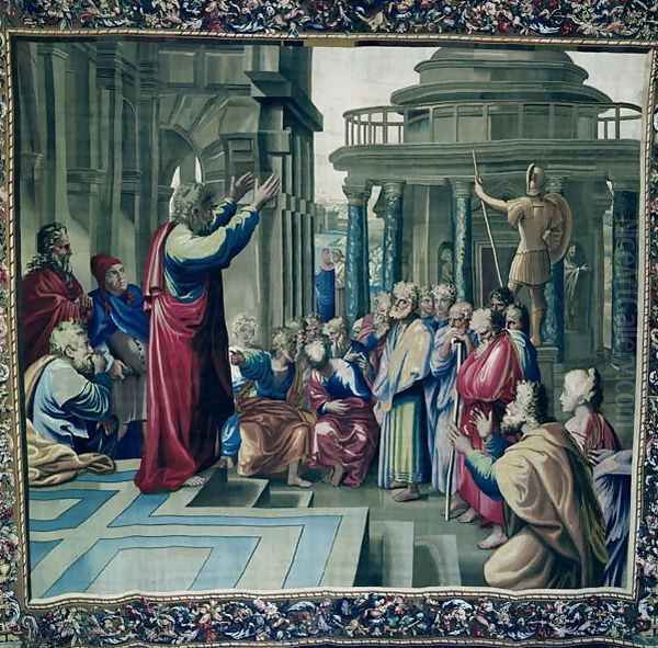St. Paul Preaching at the Areopagus, from a series depicting the Acts of the Apostles, woven at the Beauvais Workshop under the direction of Philippe Behagle 1641-1705 1695-98 - view 1